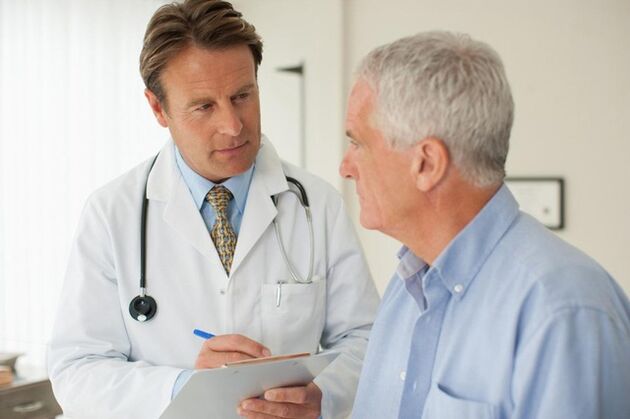 Man with prostatitis at the urologist appointment
